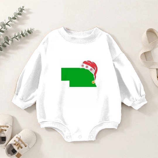 Nebraska Christmas Cute Christmas Gift Green US State Baby Romper Sweatshirts