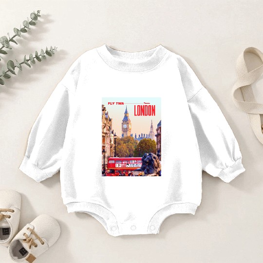 Vintage London Travel Poster Baby Romper Sweatshirts