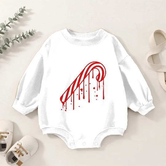 drop graffiti melt stamp candy cane tasty candy su Baby Romper Sweatshirts