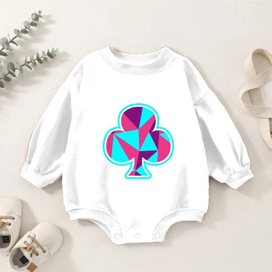 Playing card clover gift game player poker neon Baby Romper Sweatshirts