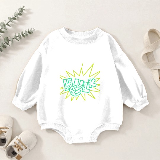 Neon Hulk Baby Romper Sweatshirts By Marvel Design By Humans----PD
