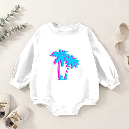 Beach Vaporwave Palm Tree Gift Aesthetic Tropical Baby Romper Sweatshirts