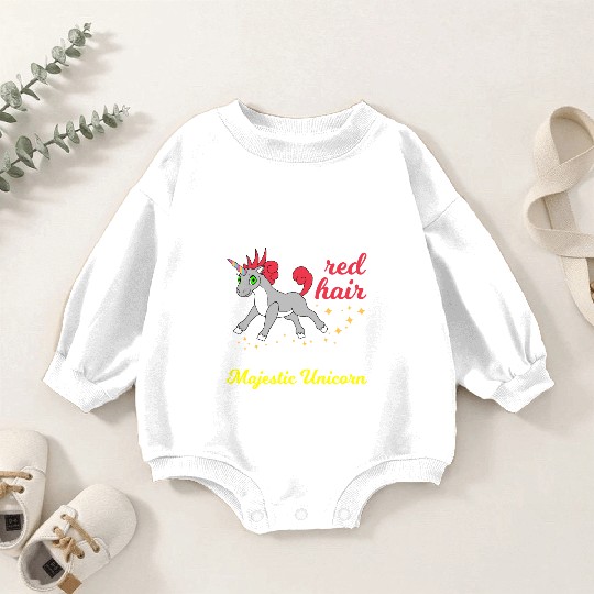 Red Hair Majestic Unicorn Redhead Ginger Gift Baby Romper Sweatshirts