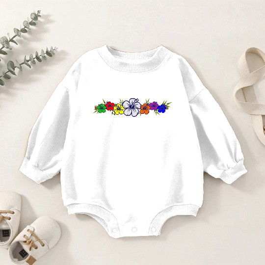 Colorful Hibiscus Flowers and Bamboo Shoot Baby Romper Sweatshirts