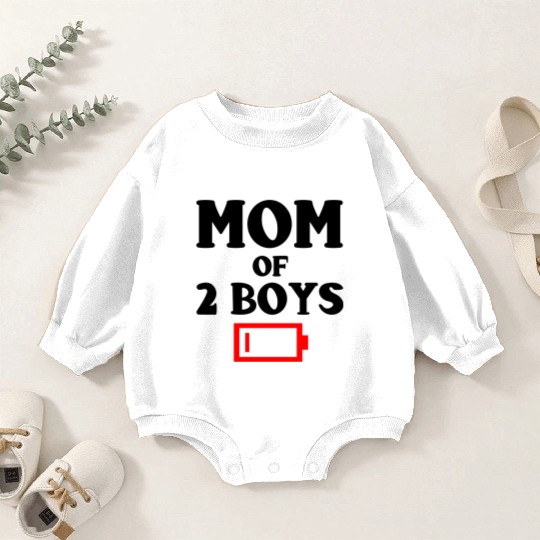 Tired Mom Of 2 Boys Funny Mother Of Two Sons Baby Romper Sweatshirts