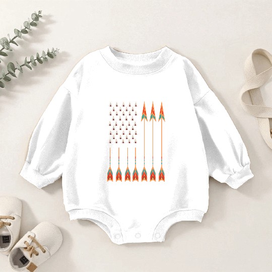 Native American Day with tents & arrows as US flag Baby Romper Sweatshirts