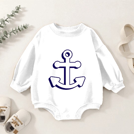 Nautical boat anchor in navy blue and white 3D Baby Romper Sweatshirts