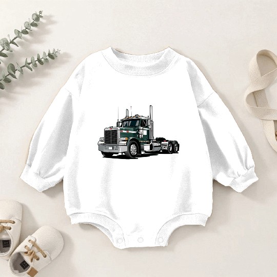 Green Semi Truck Baby Romper Sweatshirts