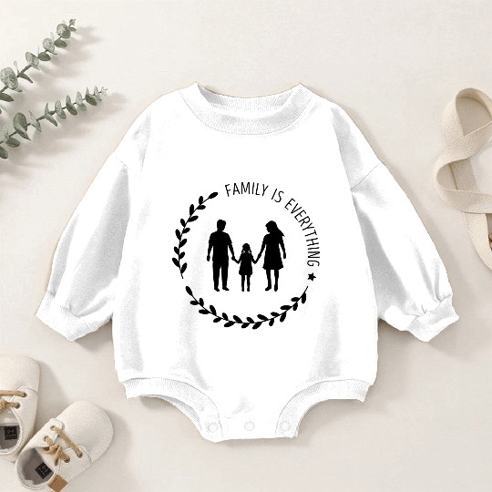 Mom Dad Daugter Silhouette, Family is Everything Baby Romper Sweatshirts