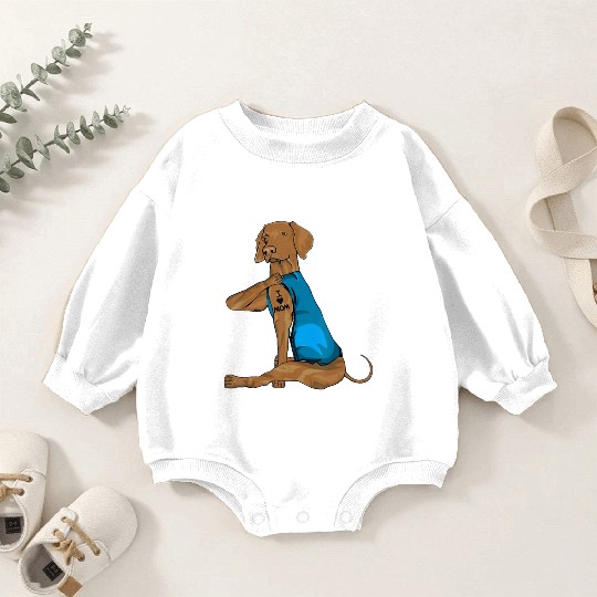 Funny vizsla Dog I Love Mom Tattoo vizsla Lover Baby Romper Sweatshirts