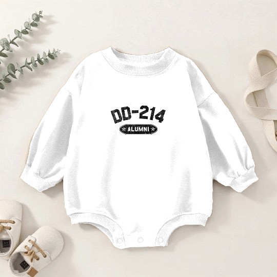 DD-214 Alumni In Black US Military Distressed Baby Romper Sweatshirts