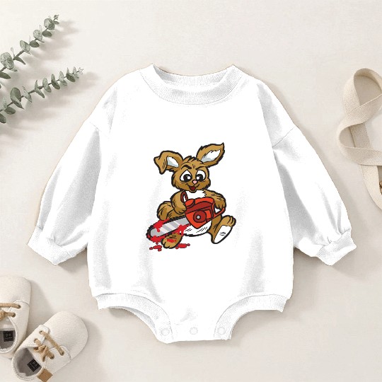 BAD BUNNY WITH CHAINSAW Baby Romper Sweatshirts