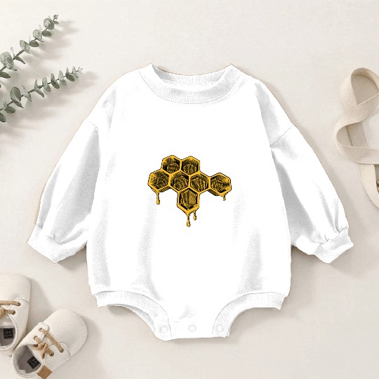 Bee and Honey Nature Lover - Honeycomb Beekeeper Baby Romper Sweatshirts