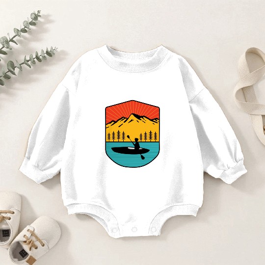 Retro Kayaking Boating Paddling In Lake Tahoe Baby Romper Sweatshirts