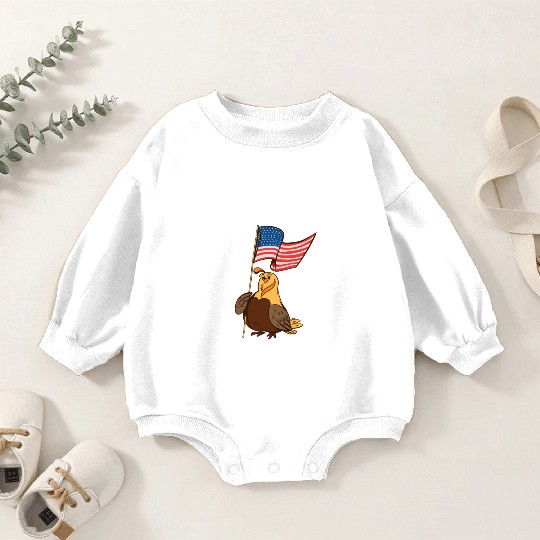 US Quail patriot with banner cute cartoon quail Baby Romper Sweatshirts