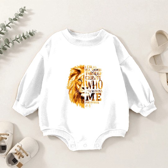 Mens Philippians 413 Christian Bible Verse Lion H Baby Romper Sweatshirts