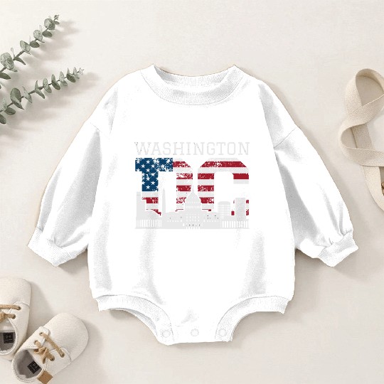 Washington Dc Capitol Hill Usa Flag Souvenir Gift Baby Romper Sweatshirts
