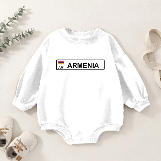 Realistic Armenia License Plate Sticker Baby Romper Sweatshirts