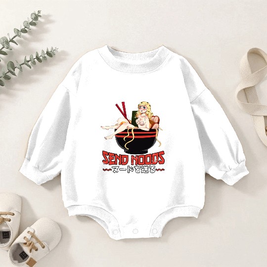 Send Noods Waifu Material Ramen Noodles Gift Baby Romper Sweatshirts