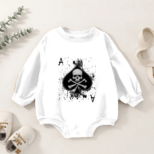 Skull Ace of Spades Playing Card Poker Gift Idea Baby Romper Sweatshirts