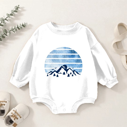 blue Retro Vintage With abstract mountain Baby Romper Sweatshirts