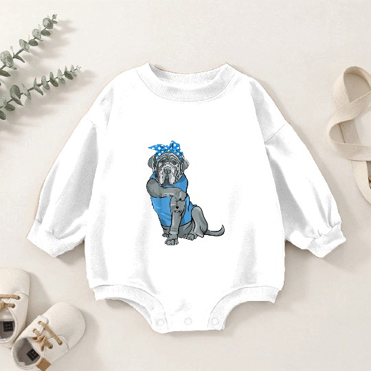 Neapolitan Mastiff Dog Tattoo I Love Mom Baby Romper Sweatshirts