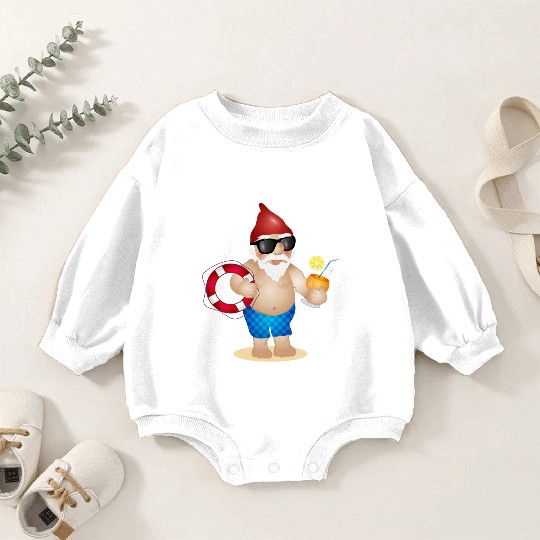 Garden gnome with swimming trunks and lifebuoy Baby Romper Sweatshirts