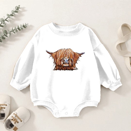Highland Cow Print Animal Print ' Charmer ' Baby Romper Sweatshirts