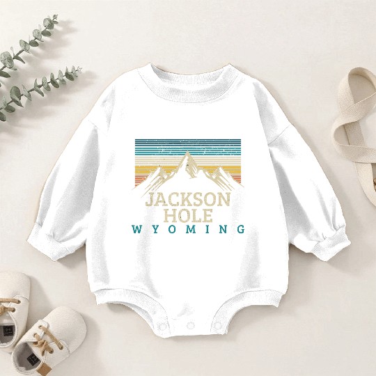 Jackson Hole Wyoming Vintage Mountains Nature Souv Baby Romper Sweatshirts
