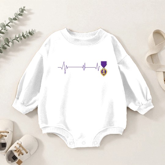 Heart Beats Purple Heart US Military Purple Heart Baby Romper Sweatshirts