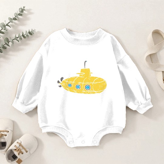 Us Navy Yellow Cartoon Submarine Cute Submariner B Baby Romper Sweatshirts