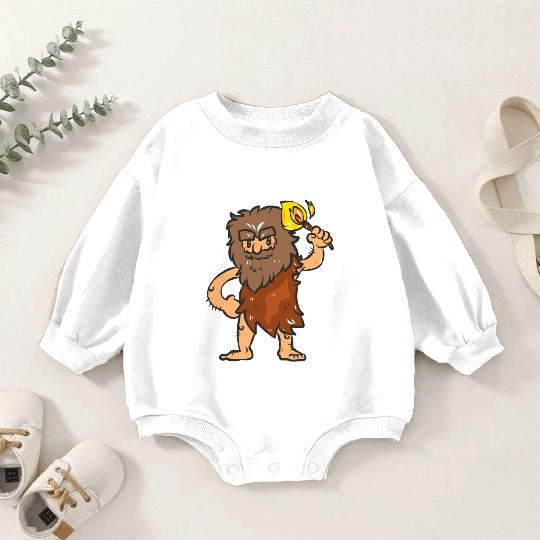 Caveman with Torch Baby Romper Sweatshirts