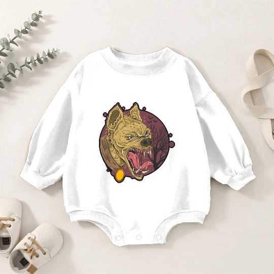 wild hyena angry face head Baby Romper Sweatshirts
