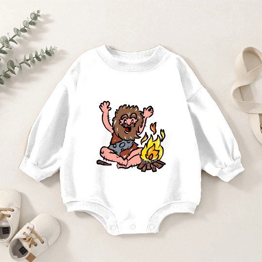 Caveman with Fire Baby Romper Sweatshirts