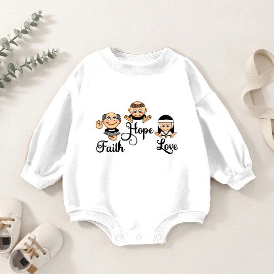 Faith Hope Love with nun, pastor and monk Baby Romper Sweatshirts