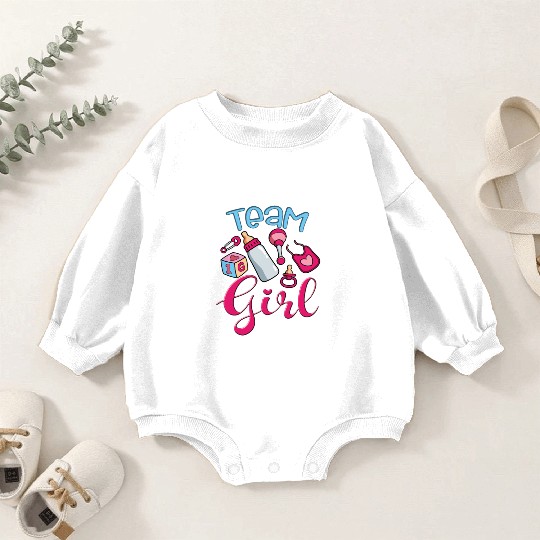 Cute Team Girl, Gender Reveal, It's A Baby Girl Baby Romper Sweatshirts