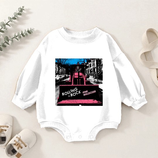 Pink Bulldozer / Rolling Rock Baby Romper Sweatshirts