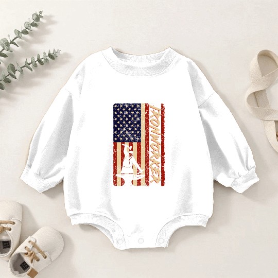 US Flag Ironworker Independence labor Day Baby Romper Sweatshirts