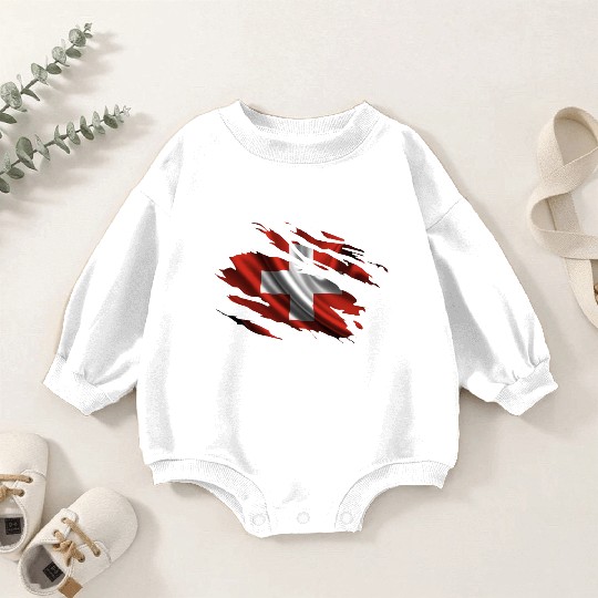 Switzerland Ripped Flag Baby Romper Sweatshirts