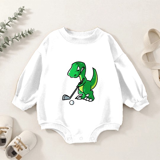 Tyrannosaurus Golf Player Golfer Golfing Funny Baby Romper Sweatshirts