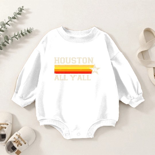 Houston vs All Y'all Vintage Stripe Texas Baseball Baby Romper Sweatshirts