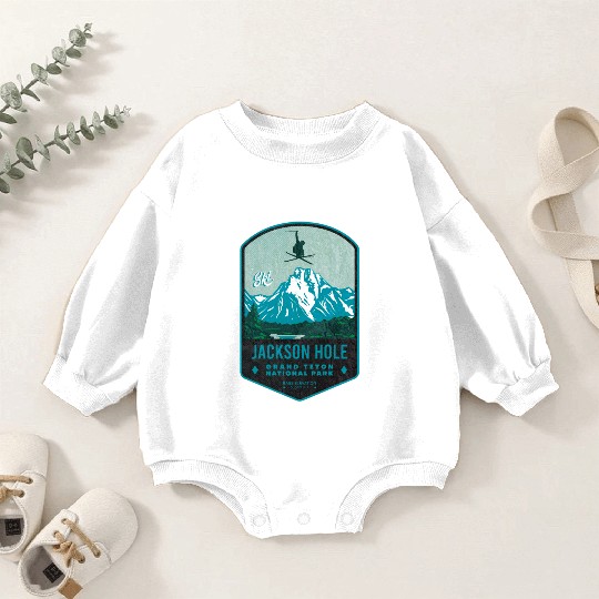 Jackson Hole Ski Badge Baby Romper Sweatshirts