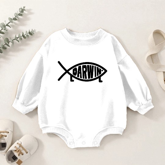 Darwin Fish with legs - Atheism Evolution Theory Baby Romper Sweatshirts