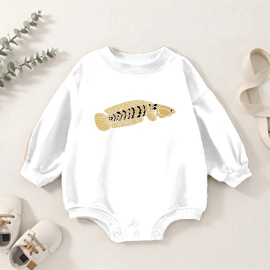 black and gold channa snakehead fish illustrations Baby Romper Sweatshirts
