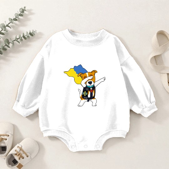 Dabbing Ukrainian Patron Dog Superhero With Cape Baby Romper Sweatshirts
