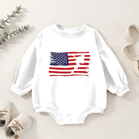 Lacrosse American Flag USA 4th Of July Baby Romper Sweatshirts