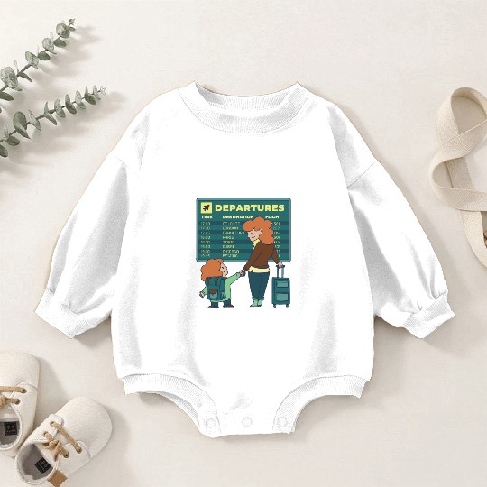 Airport Departures Flight Mom and Son traveling Ai Baby Romper Sweatshirts
