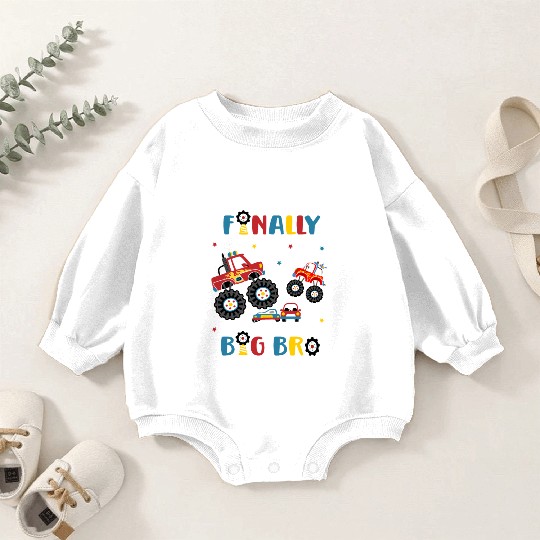 Big Brother Monster Truck and Car -Finally Big Bro Baby Romper Sweatshirts