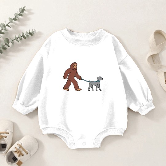 Bigfoot Sasquatch Walking Weimaraner Baby Romper Sweatshirts