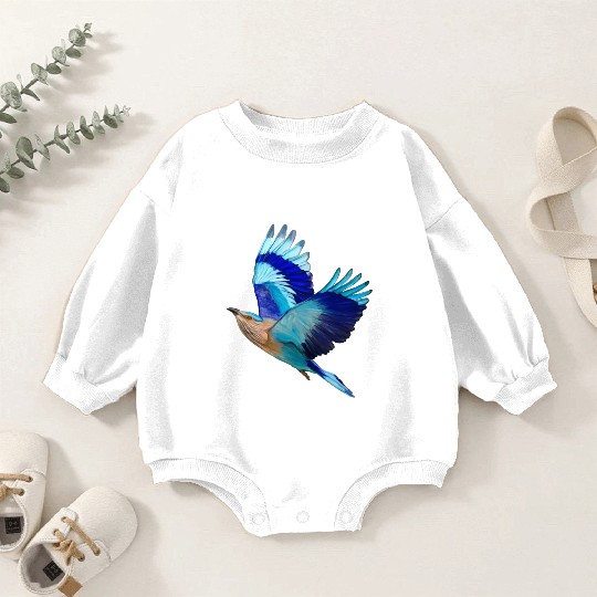 Flying Blue Indian Roller Bird Baby Romper Sweatshirts